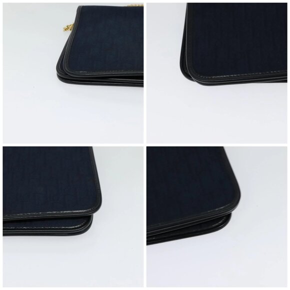 Christian Dior Trotter Canvas Chain Shoulder Bag Navy Gold Auth 125985 - Picture 14 of 16
